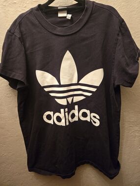 Adidas Originals Trefoil Logo Tee Black White Graphic T Shirt Streetwear M